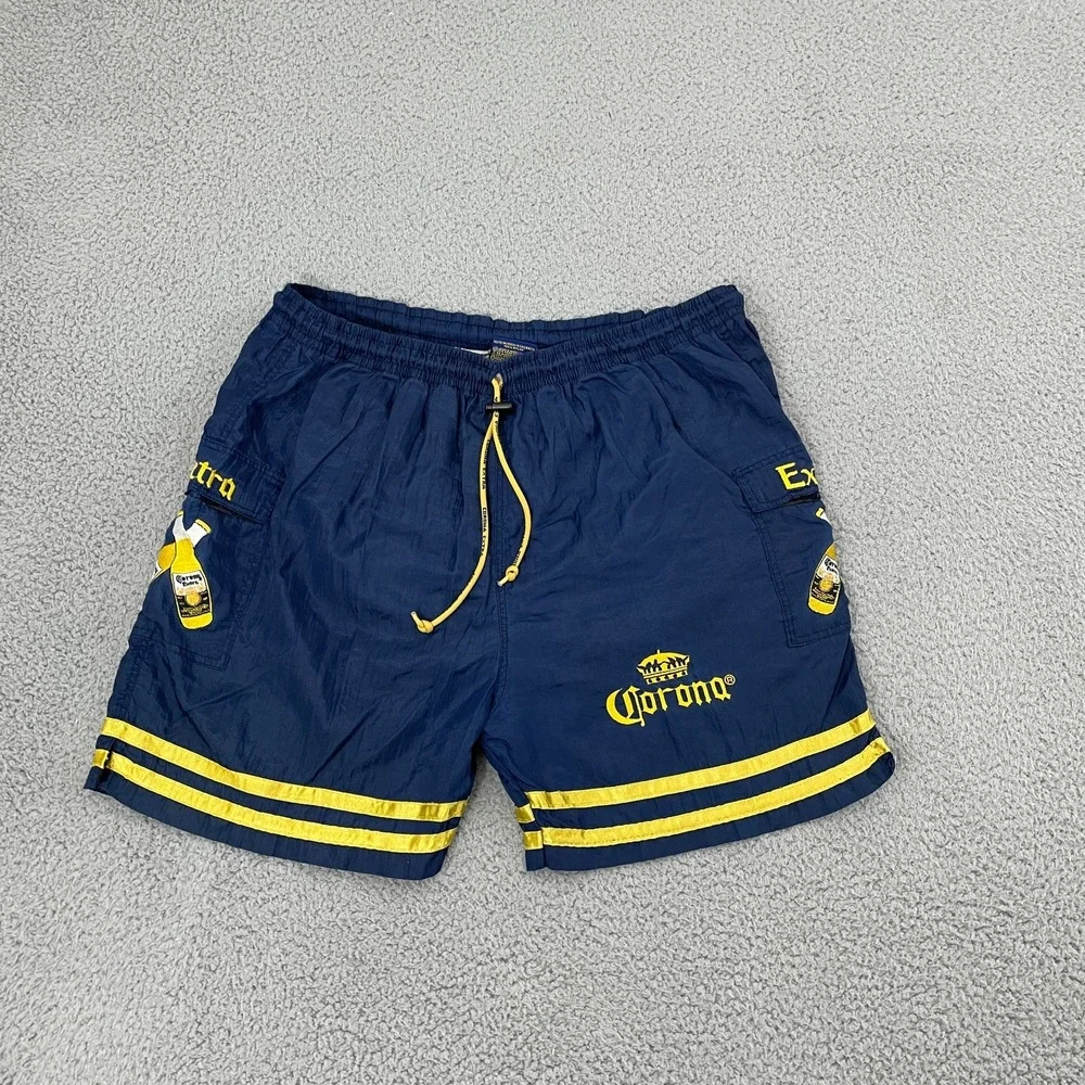 Corona Extra Beer Swim Trunks Men S Navy Striped Embroidered Beach Lined Cargo